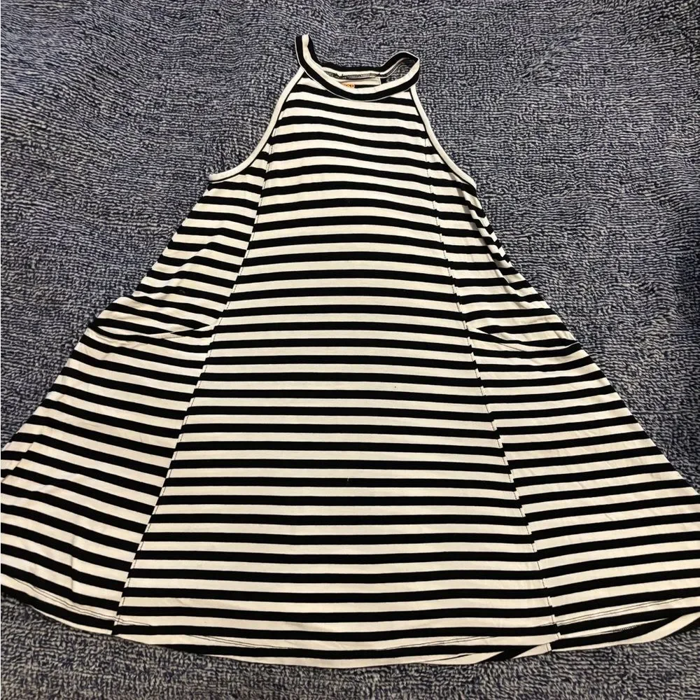Harper Canyon Girls Black & White Striped Summer Playwear Coastal Dress 10/12
